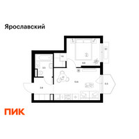 Планировка однокомнатной(квартира) площадью 31.4 квадратных метров в “ЖК Ярославский”