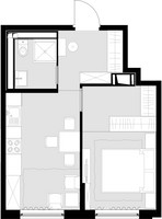 Планировка однокомнатной(квартира) площадью 36.3 квадратных метров в “ЖК MALEVICH (Малевич)”