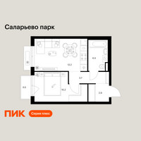 Планировка однокомнатной(квартира) площадью 34.9 квадратных метров в “ЖК Саларьево парк”