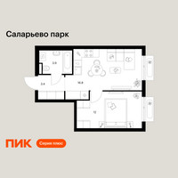 Планировка однокомнатной(квартира) площадью 36.1 квадратных метров в “ЖК Саларьево парк”