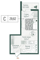 Планировка студии(квартира) площадью 31.44 квадратных метров в “ЖК Рига Хиллс”