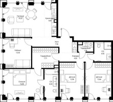 Планировка 4+ комнатной(квартира) площадью 113.36 квадратных метров в “ЖК СЕТ”