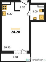 Планировка студии(квартира) площадью 24.2 квадратных метров в “ЖК Родные кварталы”