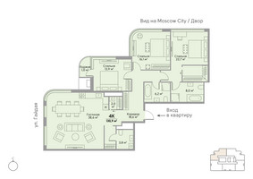 Планировка трехкомнатной(квартира) площадью 131.4 квадратных метров в “ЖК Stories на Мосфильмовской”