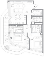 Планировка двухкомнатной(квартира) площадью 110 квадратных метров в “Клубный дом PHANTOM (Фантом)”