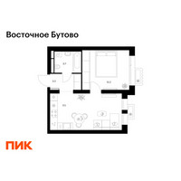 Планировка однокомнатной(квартира) площадью 36.2 квадратных метров в “ЖК Восточное Бутово”