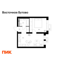Планировка однокомнатной(квартира) площадью 36.2 квадратных метров в ЖК “ЖК Восточное Бутово”