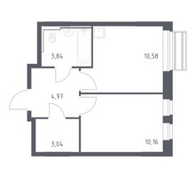 Планировка однокомнатной(квартира) площадью 32.59 квадратных метров в “ЖК Рублевский Квартал”
