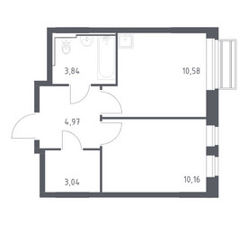 Планировка однокомнатной(квартира) площадью 32.59 квадратных метров в ЖК “ЖК Рублевский Квартал”
