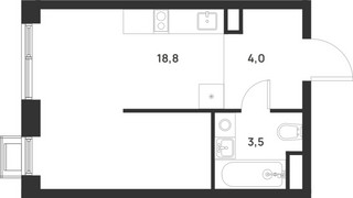 Планировка студии(квартира) площадью 26.3 квадратных метров в “ЖК Форевиль”