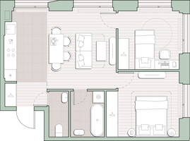 Планировка двухкомнатной(квартира) площадью 53.8 квадратных метров в “ЖК Среда на Лобачевского”
