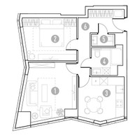 Планировка двухкомнатной(квартира) площадью 53.56 квадратных метров в “УНО Горбунова”