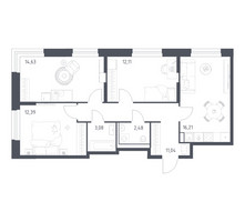 Планировка трехкомнатной(квартира) площадью 71.94 квадратных метров в “ЖК Квартал Строгино”
