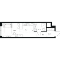 Планировка студии(квартира) площадью 30.8 квадратных метров в “ЖК Нексус от Аквилон”