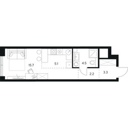 Планировка студии(квартира) площадью 30.8 квадратных метров в ЖК “ЖК Нексус от Аквилон”
