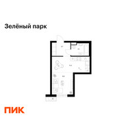 Планировка студии(квартира) площадью 29 квадратных метров в “ЖК Зеленый парк”