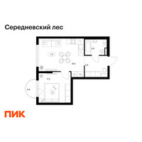 Планировка однокомнатной(квартира) площадью 40.4 квадратных метров в “ЖК Середневский лес”