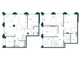 Планировка 4+ комнатной(квартира) площадью 185.5 квадратных метров в “ЖК Level Бауманская”
