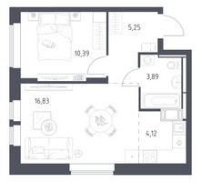Планировка однокомнатной(квартира) площадью 40.48 квадратных метров в “ЖК Большое Путилково”