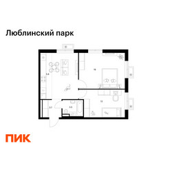 Планировка двухкомнатной(квартира) площадью 57.3 квадратных метров в ЖК “ЖК Люблинский парк”