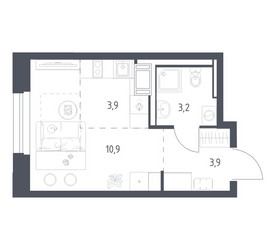 Планировка студии(квартира) площадью 21.5 квадратных метров в ЖК “ЖК Мытищи Парк”