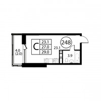 Планировка студии(квартира) площадью 29 квадратных метров в “ЖК Космос”