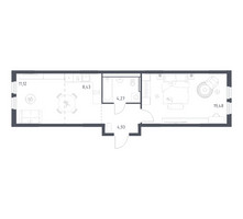 Планировка однокомнатной(квартира) площадью 48.23 квадратных метров в “ЖК Пригород Лесное”