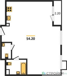 Планировка двухкомнатной(квартира) площадью 54 квадратных метров в ЖК “ЖК Миловидное”