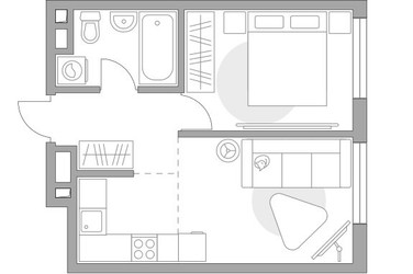 Планировка двухкомнатной(квартира) площадью 40.9 квадратных метров в ЖК “ЖК Гранель Коломенское”