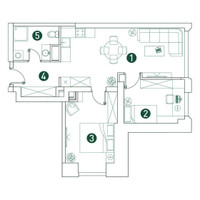Планировка трехкомнатной(квартира) площадью 59.9 квадратных метров в “ЖК Вэри на Ботанической”