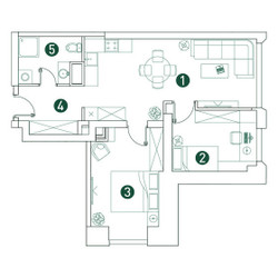 Планировка трехкомнатной(квартира) площадью 59.9 квадратных метров в ЖК “ЖК Вэри на Ботанической”