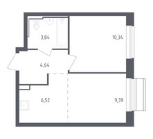 Планировка однокомнатной(квартира) площадью 34.73 квадратных метров в “ЖК Рублевский Квартал”