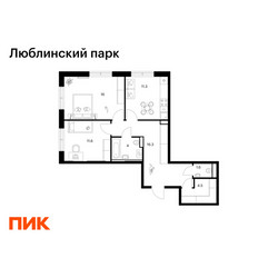 Планировка двухкомнатной(квартира) площадью 65.3 квадратных метров в ЖК “ЖК Люблинский парк”