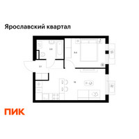 Планировка однокомнатной(квартира) площадью 32.4 квадратных метров в “Ярославский квартал”