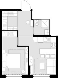 Планировка однокомнатной(квартира) площадью 37.8 квадратных метров в ЖК “ЖК MALEVICH (Малевич)”