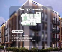 Планировка трехкомнатной(квартира) площадью 68.7 квадратных метров в “ЖК Театральный”