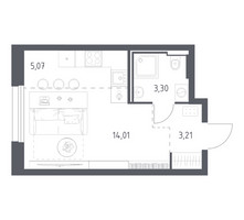 Планировка студии(квартира) площадью 25.59 квадратных метров в “ЖК Квартал Строгино”