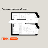 Планировка однокомнатной(квартира) площадью 35.1 квадратных метров в “ЖК Лосиноостровский парк”