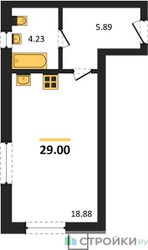 Планировка студии(квартира) площадью 29 квадратных метров в ЖК “ЖК Бархат”