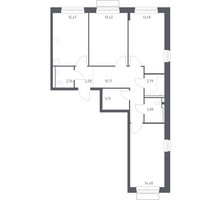 Планировка трехкомнатной(квартира) площадью 78.6 квадратных метров в “ЖК Новое Внуково”