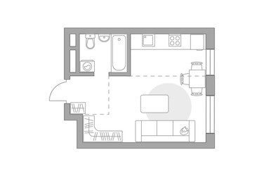 Планировка студии(квартира) площадью 28.82 квадратных метров в ЖК “ЖК Живописный”