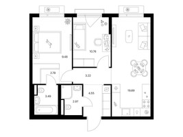 Планировка двухкомнатной(квартира) площадью 57.15 квадратных метров в “ЖК Ильинские луга”