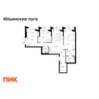 Планировка трехкомнатной(квартира) площадью 84.24 квадратных метров в “ЖК Ильинские луга”