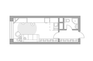 Планировка студии(квартира) площадью 26.53 квадратных метров в “ЖК Пехра”