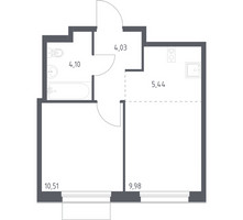 Планировка однокомнатной(квартира) площадью 34.06 квадратных метров в “ЖК Новое Внуково”