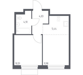 Планировка однокомнатной(квартира) площадью 34.06 квадратных метров в ЖК “ЖК Новое Внуково”