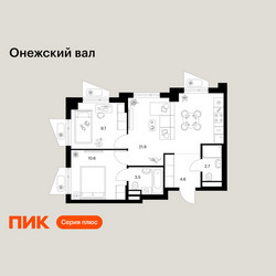 Планировка двухкомнатной(квартира) площадью 53 квадратных метров в ЖК “ЖК Онежский вал”