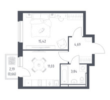 Планировка однокомнатной(квартира) площадью 35.64 квадратных метров в “ЖК Новое Видное”