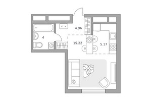 Планировка студии(квартира) площадью 29.35 квадратных метров в “ЖК Императорские Мытищи”