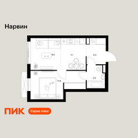 Планировка однокомнатной(квартира) площадью 35.2 квадратных метров в “Нарвин”